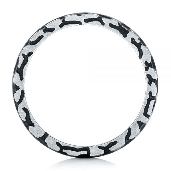 14k White Gold 14k White Gold Custom Brushed Black Diamond Men's Band - Front View -  102804