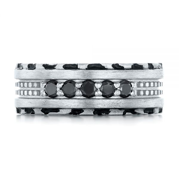  Platinum Custom Brushed Black Diamond Men's Band - Top View -  102804