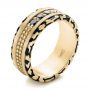 18k Yellow Gold 18k Yellow Gold Custom Brushed Black Diamond Men's Band - Three-Quarter View -  102804 - Thumbnail