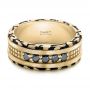 18k Yellow Gold 18k Yellow Gold Custom Brushed Black Diamond Men's Band - Flat View -  102804 - Thumbnail