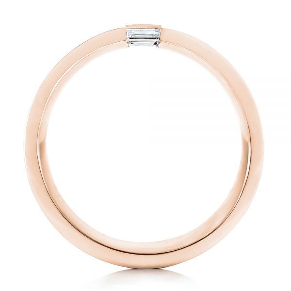 18k Rose Gold 18k Rose Gold Custom Brushed Diamond Men's Band - Front View - 102799