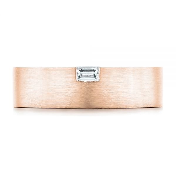 18k Rose Gold 18k Rose Gold Custom Brushed Diamond Men's Band - Top View - 102799