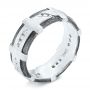 18k White Gold 18k White Gold Custom Brushed Diamond Men's Band - Three-Quarter View -  102988 - Thumbnail