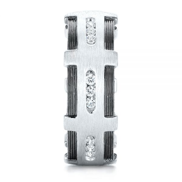 Platinum Custom Brushed Diamond Men's Band - Side View - 102988