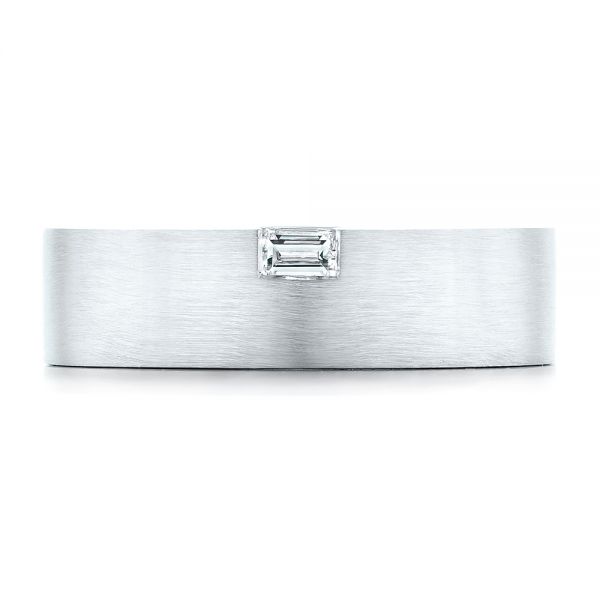 18k White Gold 18k White Gold Custom Brushed Diamond Men's Band - Top View -  102799