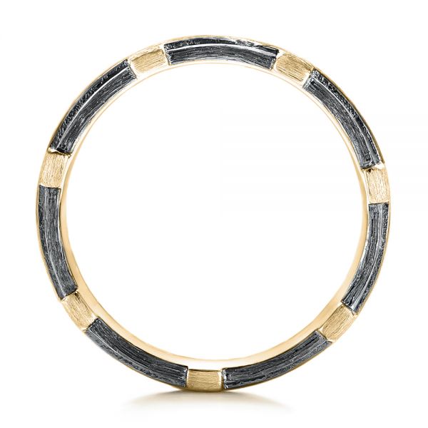 18k Yellow Gold 18k Yellow Gold Custom Brushed Diamond Men's Band - Side View - 102988
