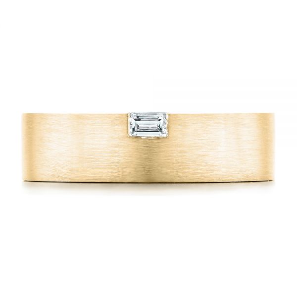 18k Yellow Gold 18k Yellow Gold Custom Brushed Diamond Men's Band - Top View -  102799