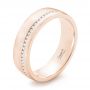 14k Rose Gold 14k Rose Gold Custom Brushed Diamond Men's Wedding Band - Three-Quarter View -  102812 - Thumbnail