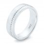 18k White Gold 18k White Gold Custom Brushed Diamond Men's Wedding Band - Three-Quarter View -  102812 - Thumbnail