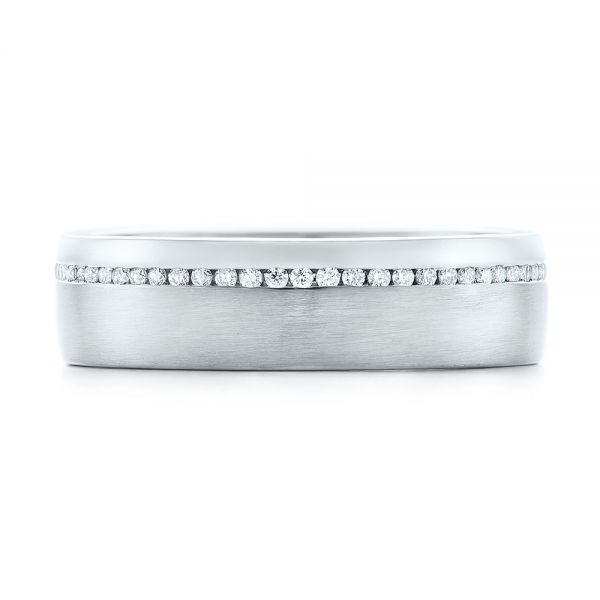  Platinum Custom Brushed Diamond Men's Wedding Band - Top View -  102812