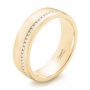 18k Yellow Gold 18k Yellow Gold Custom Brushed Diamond Men's Wedding Band - Three-Quarter View -  102812 - Thumbnail