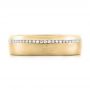 18k Yellow Gold 18k Yellow Gold Custom Brushed Diamond Men's Wedding Band - Top View -  102812 - Thumbnail