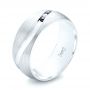 14k White Gold 14k White Gold Custom Brushed Finish Blue Sapphire And Diamond Men's Band - Three-Quarter View -  103653 - Thumbnail