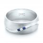  Platinum Platinum Custom Brushed Finish Blue Sapphire And Diamond Men's Band - Flat View -  103653 - Thumbnail