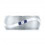  Platinum Platinum Custom Brushed Finish Blue Sapphire And Diamond Men's Band - Top View -  103653 - Thumbnail