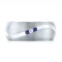 14k White Gold 14k White Gold Custom Brushed Finish Blue Sapphire And Diamond Men's Band - Top View -  103653 - Thumbnail