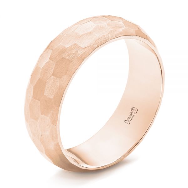 14k Rose Gold 14k Rose Gold Custom Brushed Men's Wedding Band - Three-Quarter View - 102967