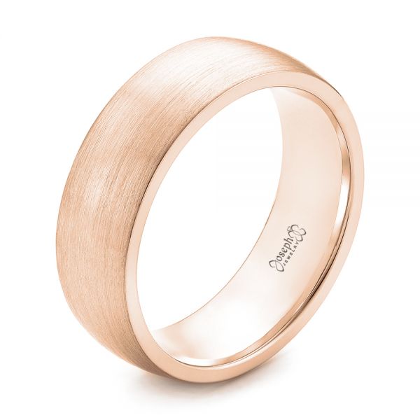 14k Rose Gold 14k Rose Gold Custom Brushed Men's Wedding Band - Three-Quarter View -  103280