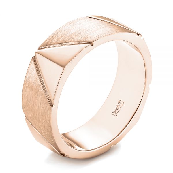 18k Rose Gold 18k Rose Gold Custom Brushed Men's Wedding Band - Three-Quarter View -  103360