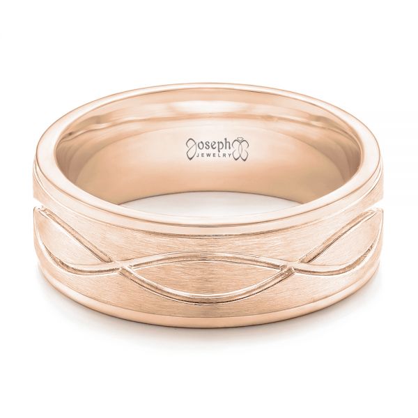 18k Rose Gold 18k Rose Gold Custom Brushed Men's Wedding Band - Flat View -  102456