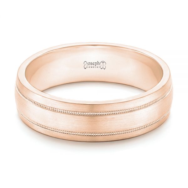 14k Rose Gold 14k Rose Gold Custom Brushed Men's Wedding Band - Flat View -  102842