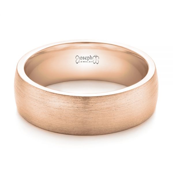 14k Rose Gold 14k Rose Gold Custom Brushed Men's Wedding Band - Flat View - 103280