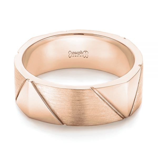 14k Rose Gold 14k Rose Gold Custom Brushed Men's Wedding Band - Flat View - 103360