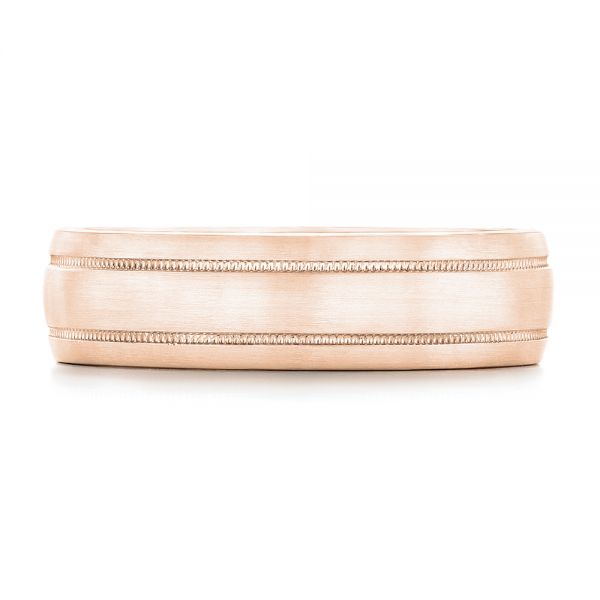 14k Rose Gold 14k Rose Gold Custom Brushed Men's Wedding Band - Top View - 102842