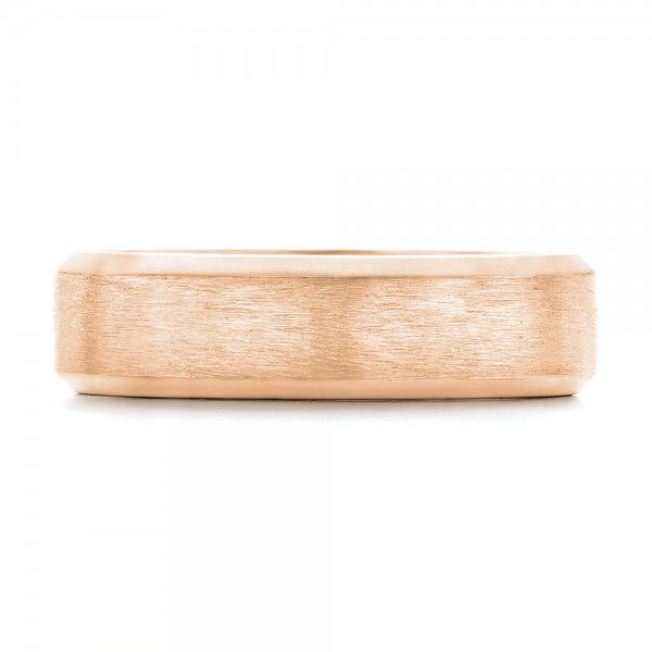 18k Rose Gold 18k Rose Gold Custom Brushed Men's Wedding Band - Top View - 102843