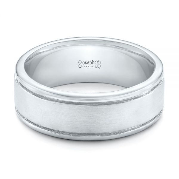 18k White Gold 18k White Gold Custom Brushed Men's Wedding Band - Flat View -  102343