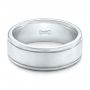 14k White Gold Custom Brushed Men's Wedding Band - Flat View -  102343 - Thumbnail