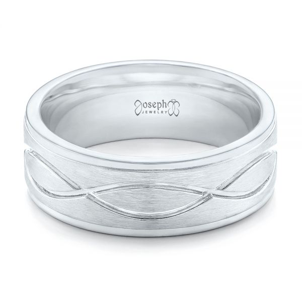  Platinum Platinum Custom Brushed Men's Wedding Band - Flat View -  102456