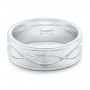 18k White Gold Custom Brushed Men's Wedding Band - Flat View -  102456 - Thumbnail