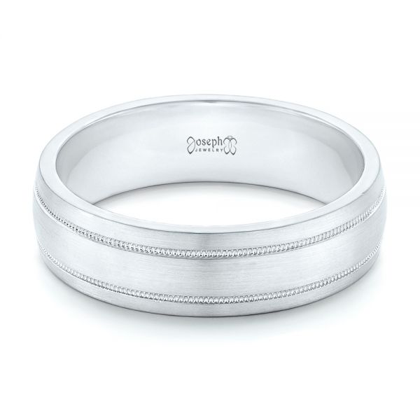  Platinum Custom Brushed Men's Wedding Band - Flat View -  102842