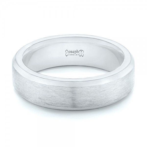  Platinum Custom Brushed Men's Wedding Band - Flat View -  102843