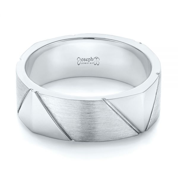 Platinum Platinum Custom Brushed Men's Wedding Band - Flat View - 103360