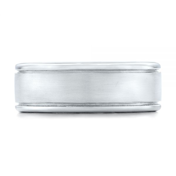 14k White Gold Custom Brushed Men's Wedding Band - Top View -  102343