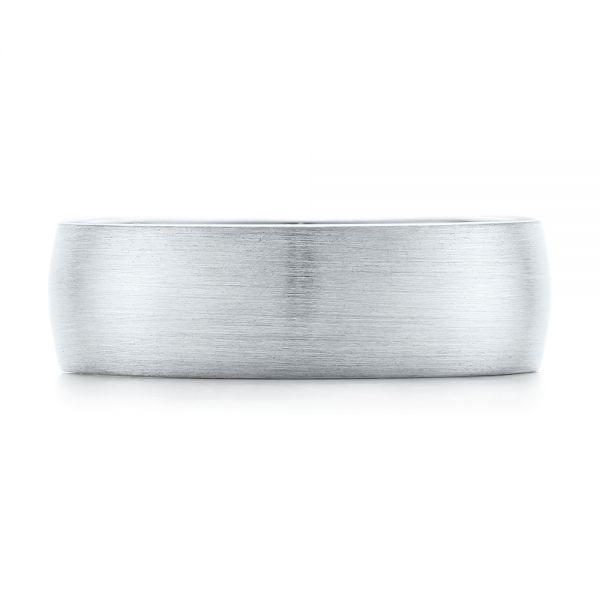 14k White Gold 14k White Gold Custom Brushed Men's Wedding Band - Top View -  103280