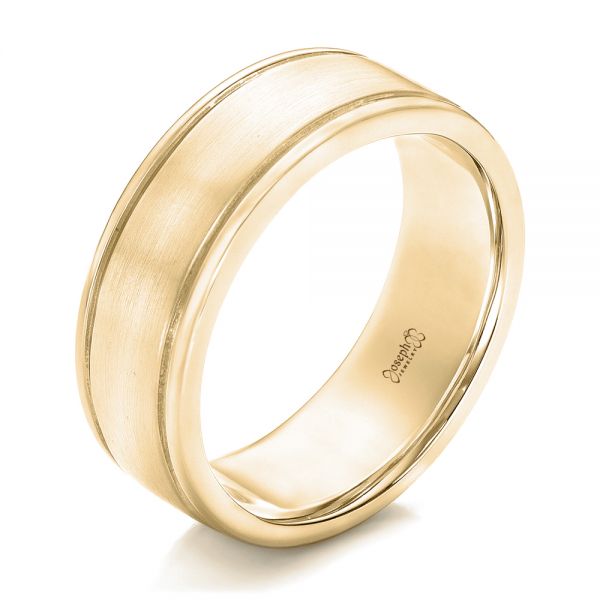 14k Yellow Gold 14k Yellow Gold Custom Brushed Men's Wedding Band - Three-Quarter View -  102343