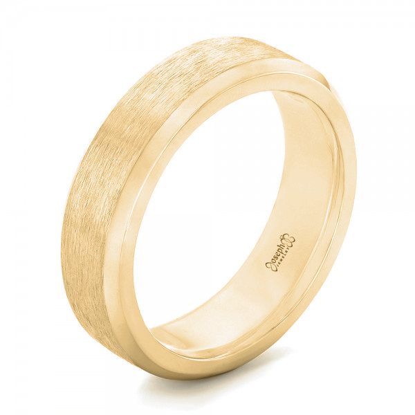 18k Yellow Gold 18k Yellow Gold Custom Brushed Men's Wedding Band - Three-Quarter View -  102843