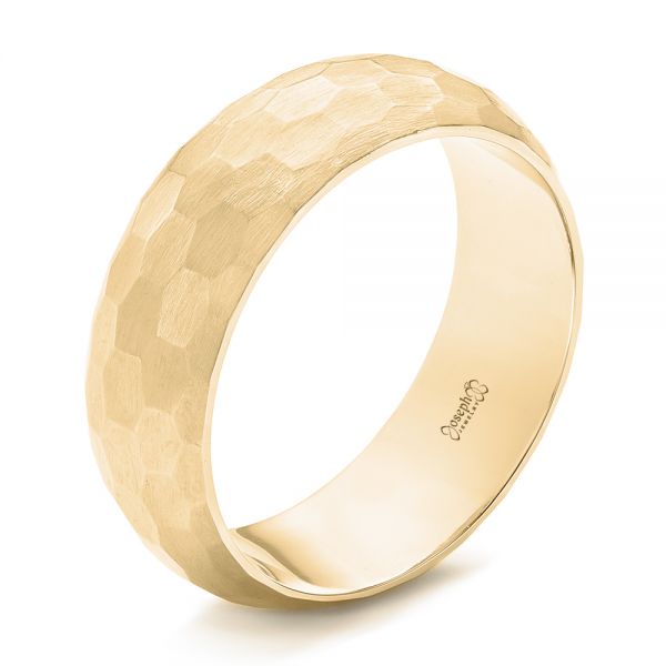 18k Yellow Gold 18k Yellow Gold Custom Brushed Men's Wedding Band - Three-Quarter View -  102967