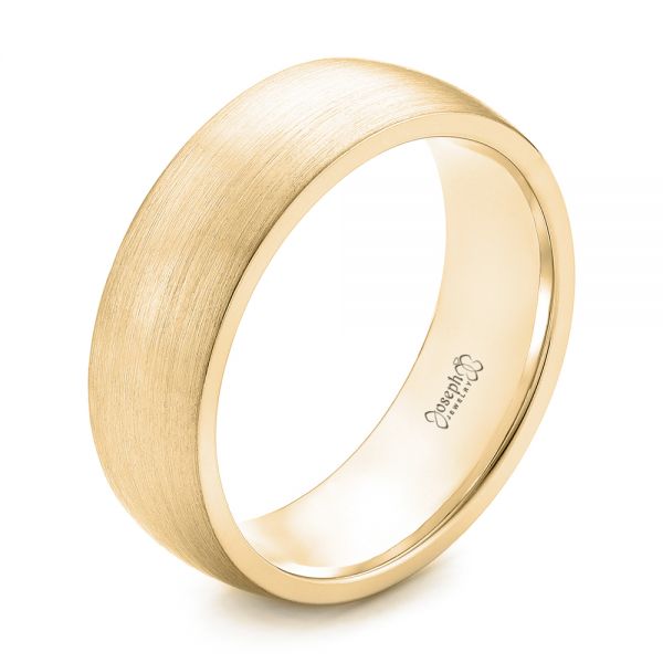 18k Yellow Gold 18k Yellow Gold Custom Brushed Men's Wedding Band - Three-Quarter View -  103280