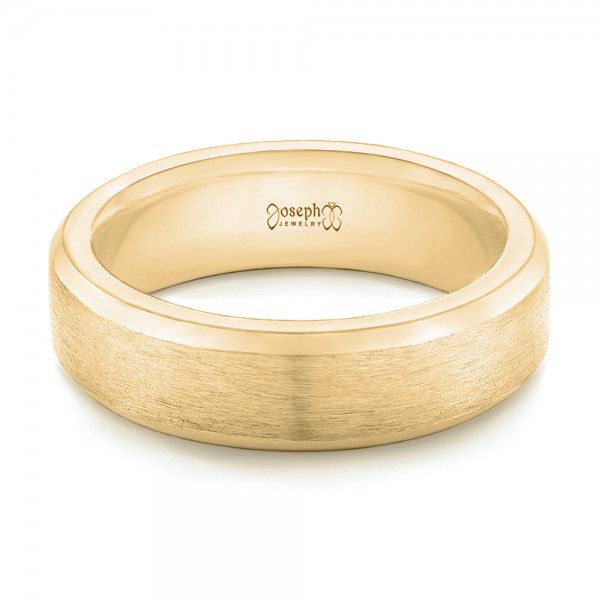 14k Yellow Gold 14k Yellow Gold Custom Brushed Men's Wedding Band - Flat View - 102843