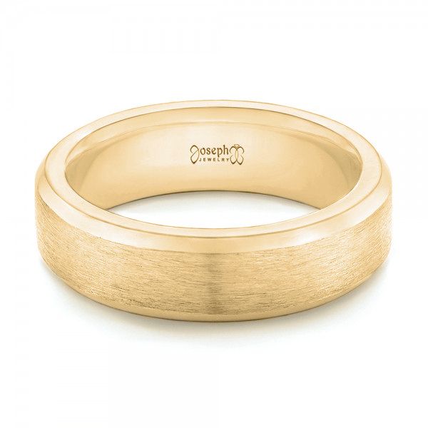 18k Yellow Gold 18k Yellow Gold Custom Brushed Men's Wedding Band - Flat View -  102843