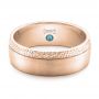 18k Rose Gold 18k Rose Gold Custom Brushed And Hammered Men's Wedding Band - Flat View -  101983 - Thumbnail