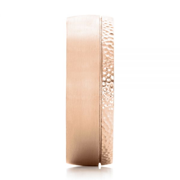 14k Rose Gold 14k Rose Gold Custom Brushed And Hammered Men's Wedding Band - Side View -  101983