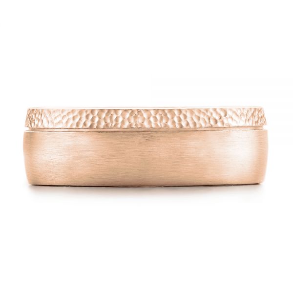 14k Rose Gold 14k Rose Gold Custom Brushed And Hammered Men's Wedding Band - Top View -  101983