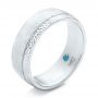 18k White Gold Custom Brushed And Hammered Men's Wedding Band