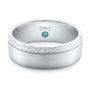 14k White Gold 14k White Gold Custom Brushed And Hammered Men's Wedding Band - Flat View -  101983 - Thumbnail