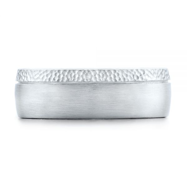  Platinum Custom Brushed And Hammered Men's Wedding Band - Top View -  101983